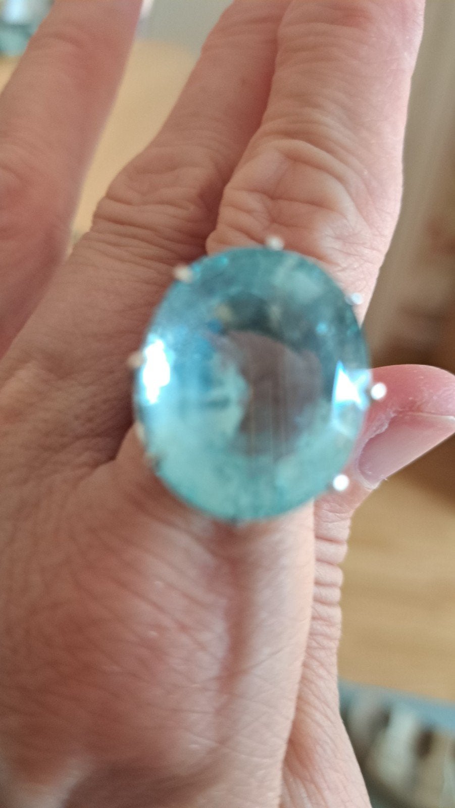 Bague ancienne argen pierre  Aquamarine 10 karaté, Enlèvement ou Envoi
