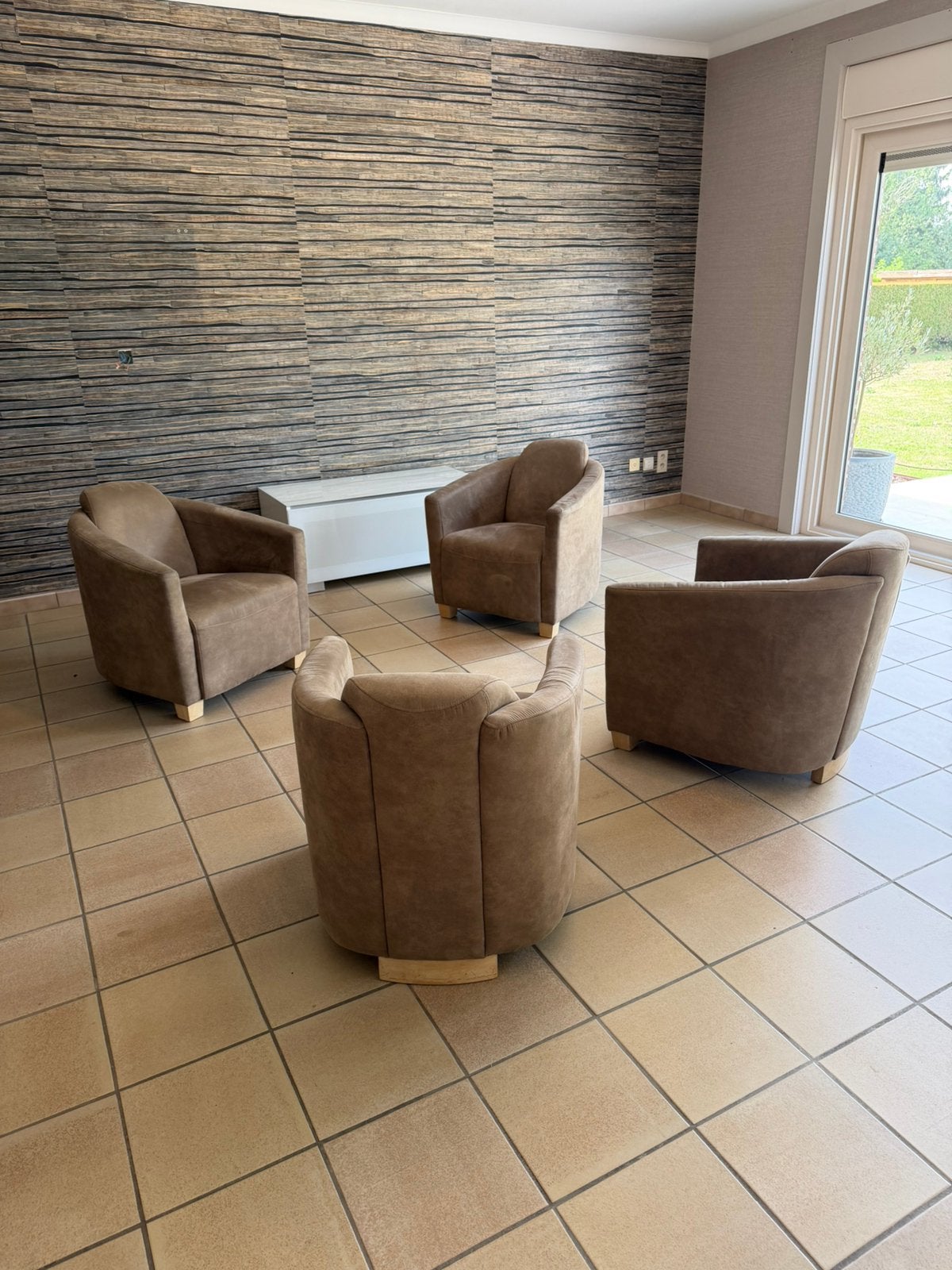 4 Fauteuils club en daim, Maison & Meubles, Enlèvement, Comme neuf