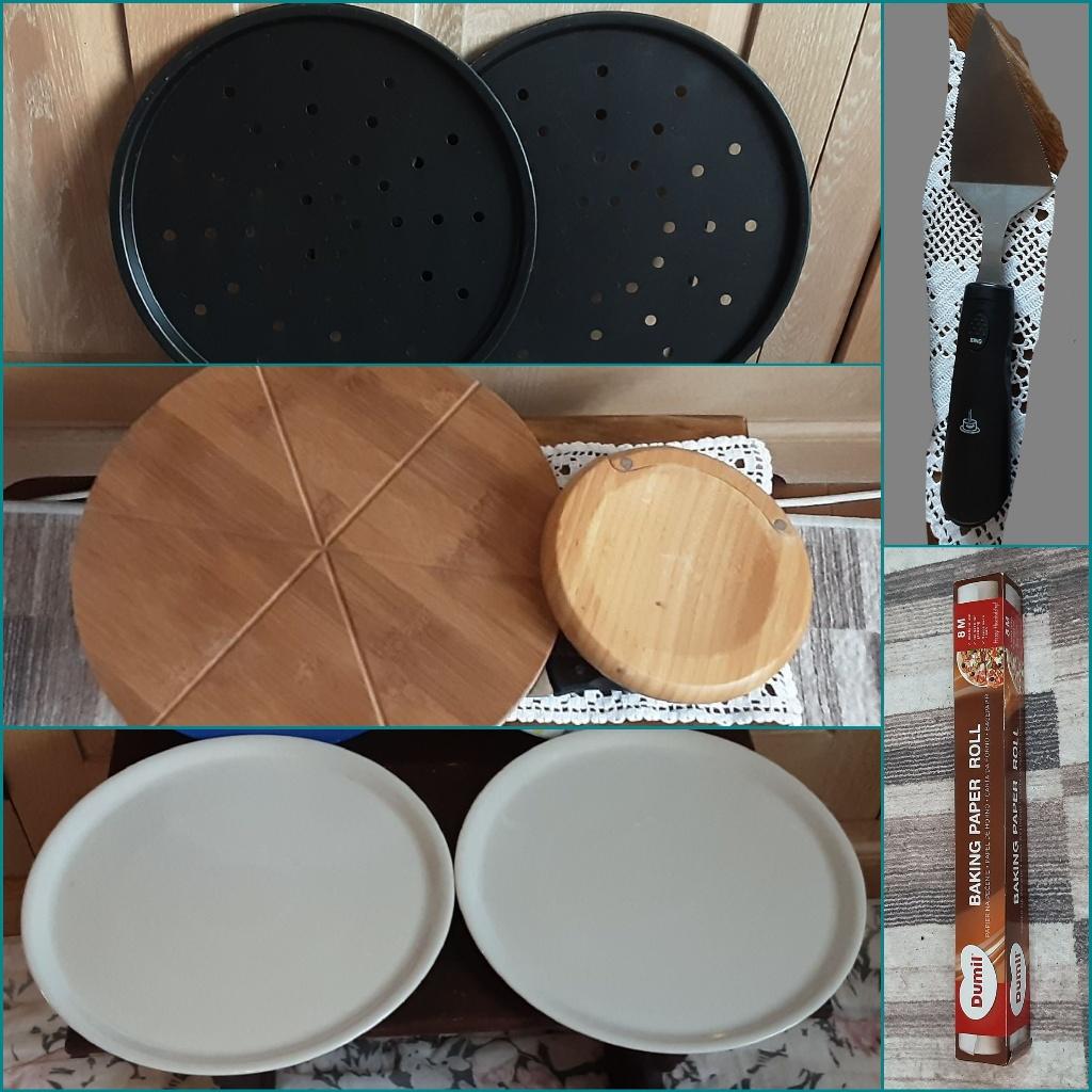 SET Pizza hulpmiddelen 33cm bakschalen snijplanken schotels, Ophalen of Verzenden