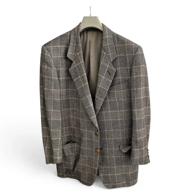 Blazer vintage en pure laine YSL - Fabriqué en Italie - gris, Gris, Yves Saint Laurent, Envoi, Taille 52/54 (L)