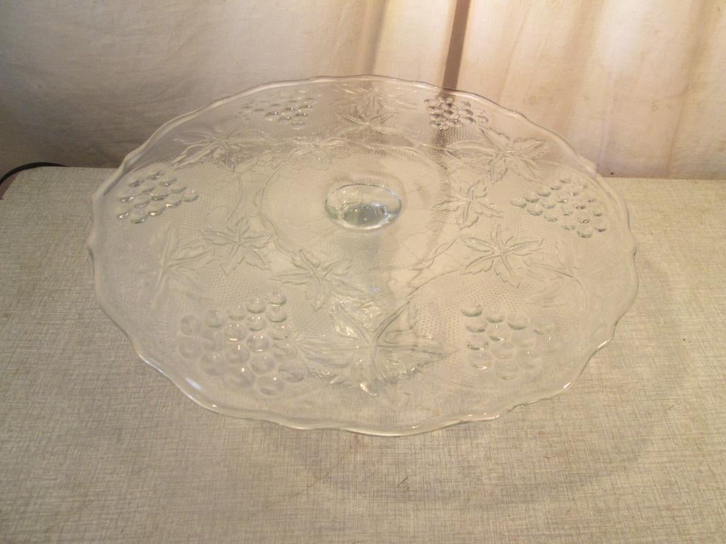 Mooi Retro Glazen Taartschaal op voet - 32cm, Ophalen of Verzenden