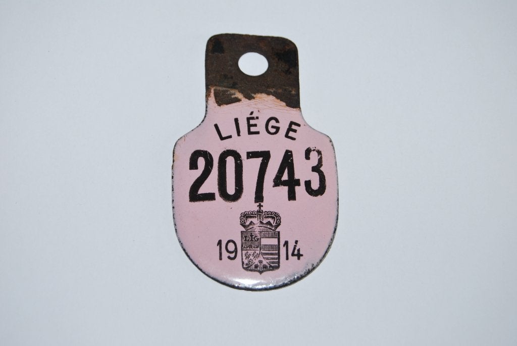 LIEGE 1914. ANCIENNE PLAQUE EMAILLEE DE VELO., Enlèvement ou Envoi