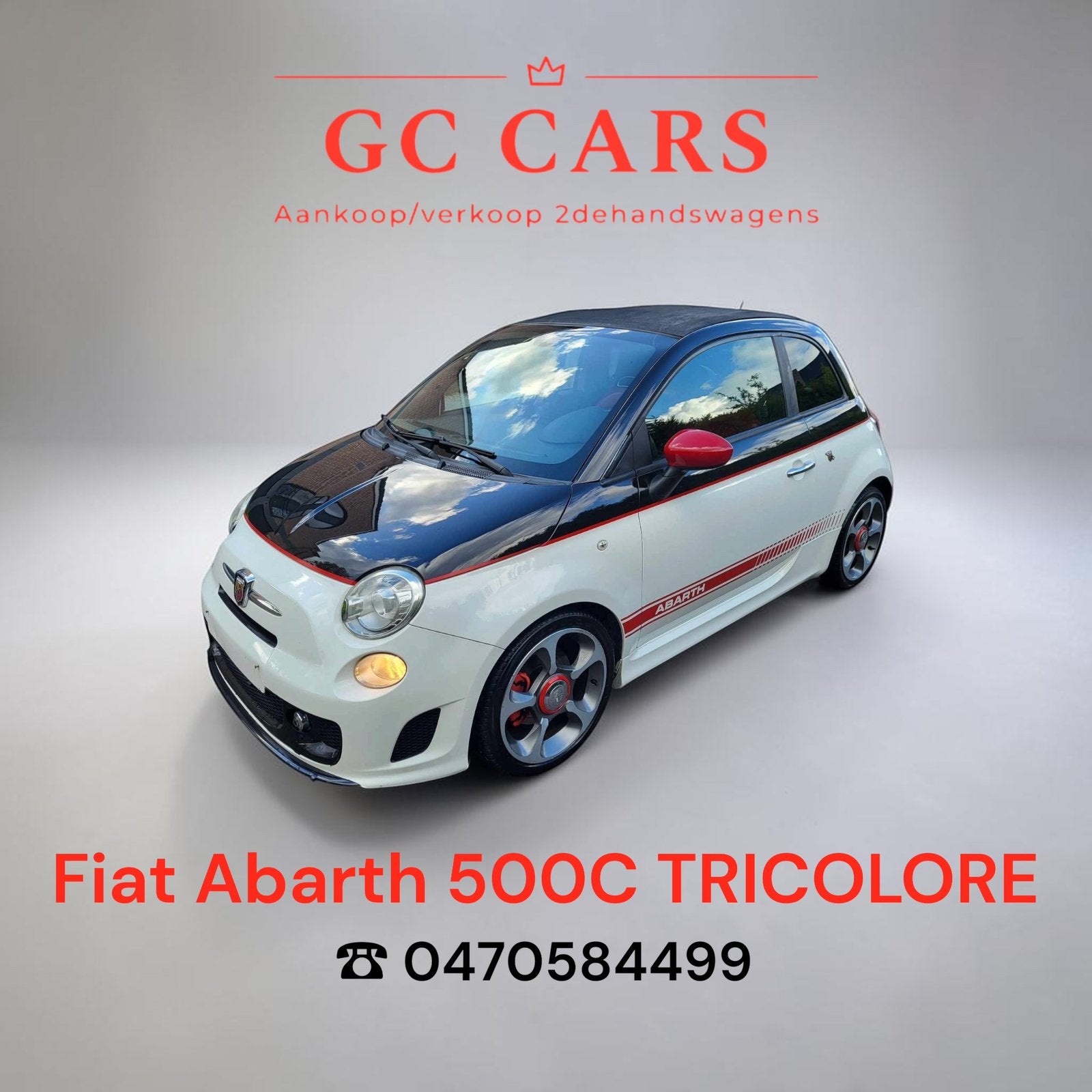 Fiat Abarth tricolore automaat  ✅reeds gekeurd voor verkoop, Auto's, Abarth, 4 cilinders, Wit, Leder, 1400 cc