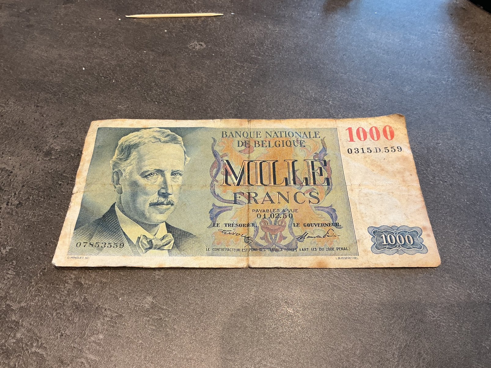 Belgique 1000 Francs 1950, Enlèvement ou Envoi