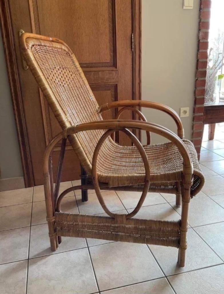 Rotan zetel met kussen, Huis en Inrichting, Ophalen, Zo goed als nieuw, Riet of Rotan, 50 tot 75 cm
