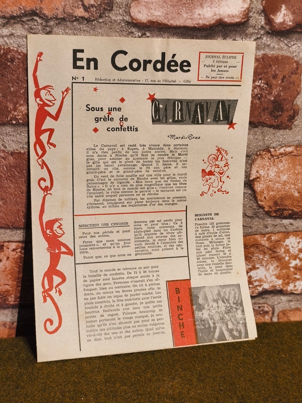 en cordée numéro 1 carnaval de binche, Collections, Revues, Journaux & Coupures, Enlèvement ou Envoi