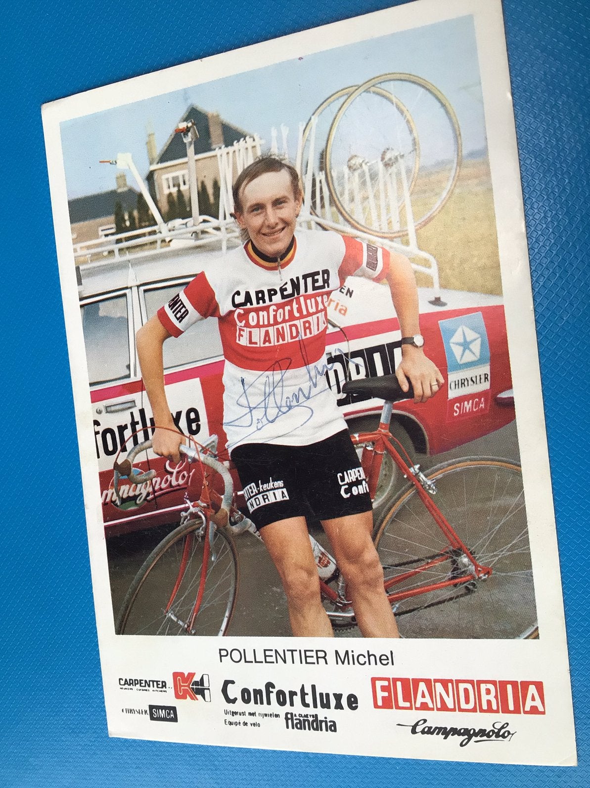 Wielerkaart team flandria michel pollentier signe, Ophalen of Verzenden, Zo goed als nieuw