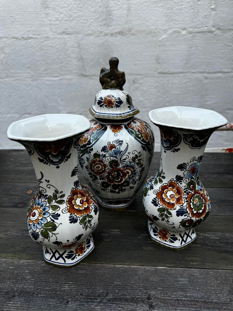 Vazen set delft genummerd handgeschilderd 3 stuks, Ophalen of Verzenden