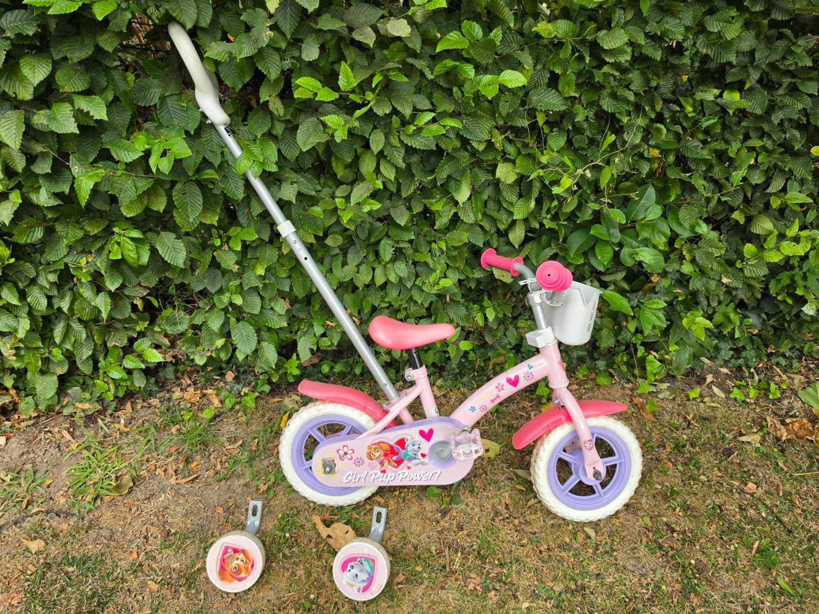 Eerste fiets met duwstang en afneembare wieltjes Paw PatrolE, Ophalen, Gebruikt, Paw Patrol, Duwstang