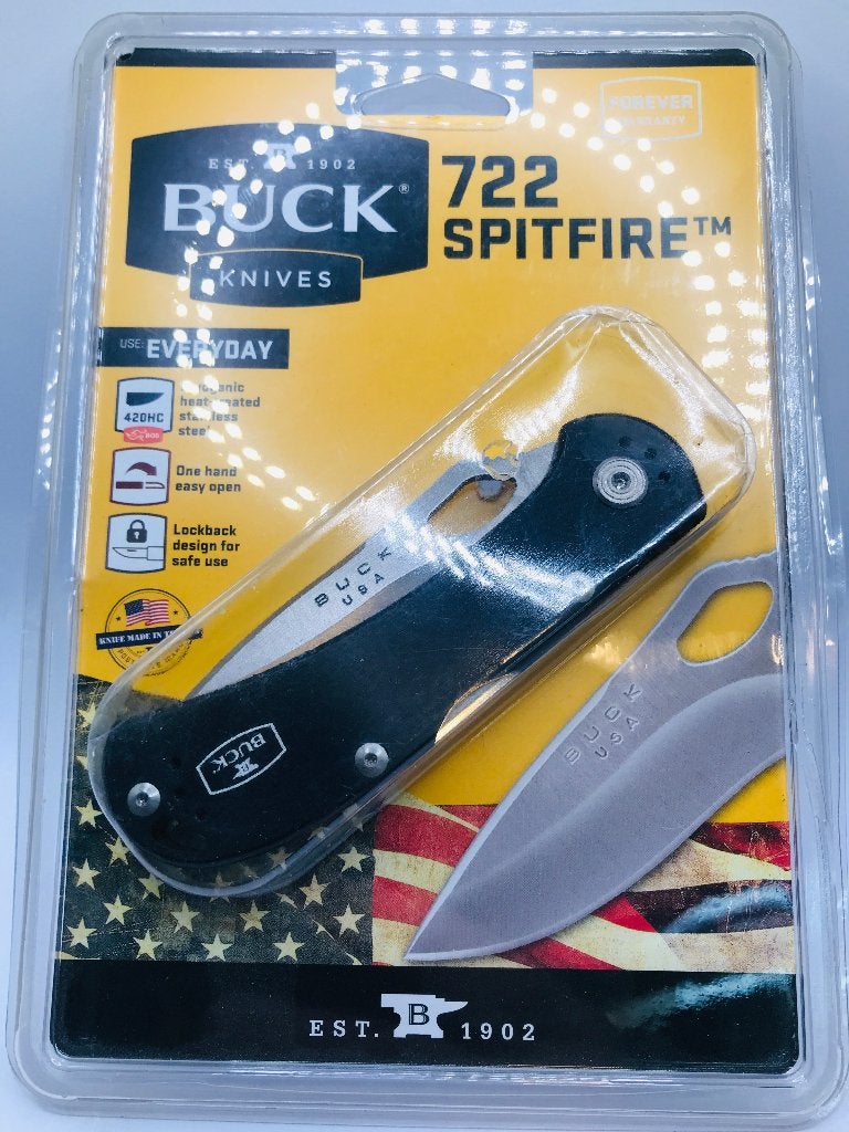 Buck 722 Spitfire plain edge, Zwart met rood NIEUW, Ophalen of Verzenden, Nieuw