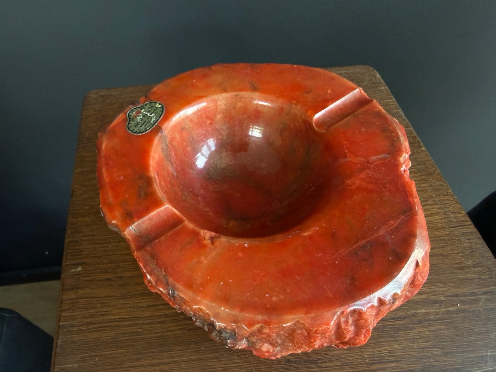 Vintage albasten asbak – handgesneden – Made in Italy, Ophalen