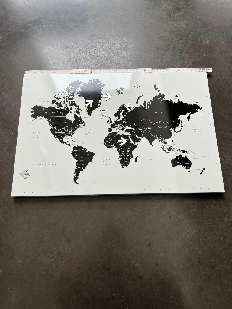 Magneetbord wereldkaart, Huis en Inrichting, Ophalen, Zo goed als nieuw, Magneetbord
