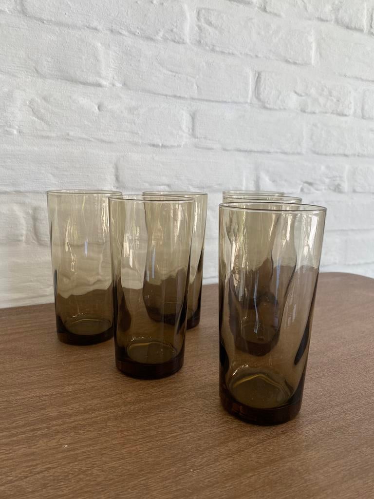 6 hoge vintage glazen arcopal Fina, Ophalen of Verzenden