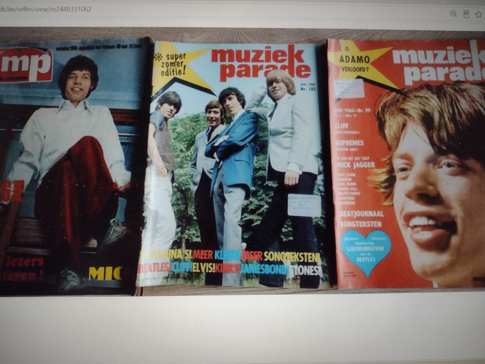 LOT: 3 MUZIEK PARADE MAGAZINE 1965-68 ROLLING STONES-BEATLES, Collections, Enlèvement ou Envoi, 1960 à 1980, Journal ou Magazine