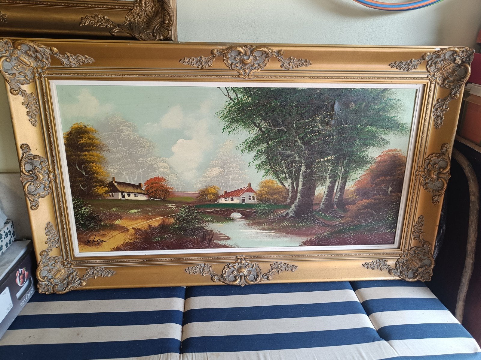 mooi landschap op doek R large 70 op1 m 20, Enlèvement, Signé, Paysage, Toile