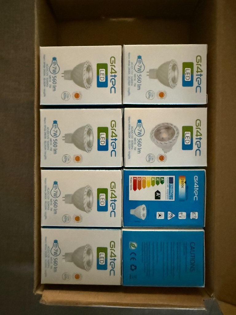 Lot de 8 spots LED Gr4tec, Enlèvement ou Envoi, Neuf, Ampoule, Blanc chaud