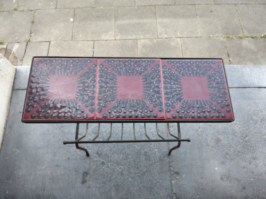 Porte-journaux et tablette vintage, Vintage, Enlèvement, Utilisé, Table d'appoint avec porte-revues