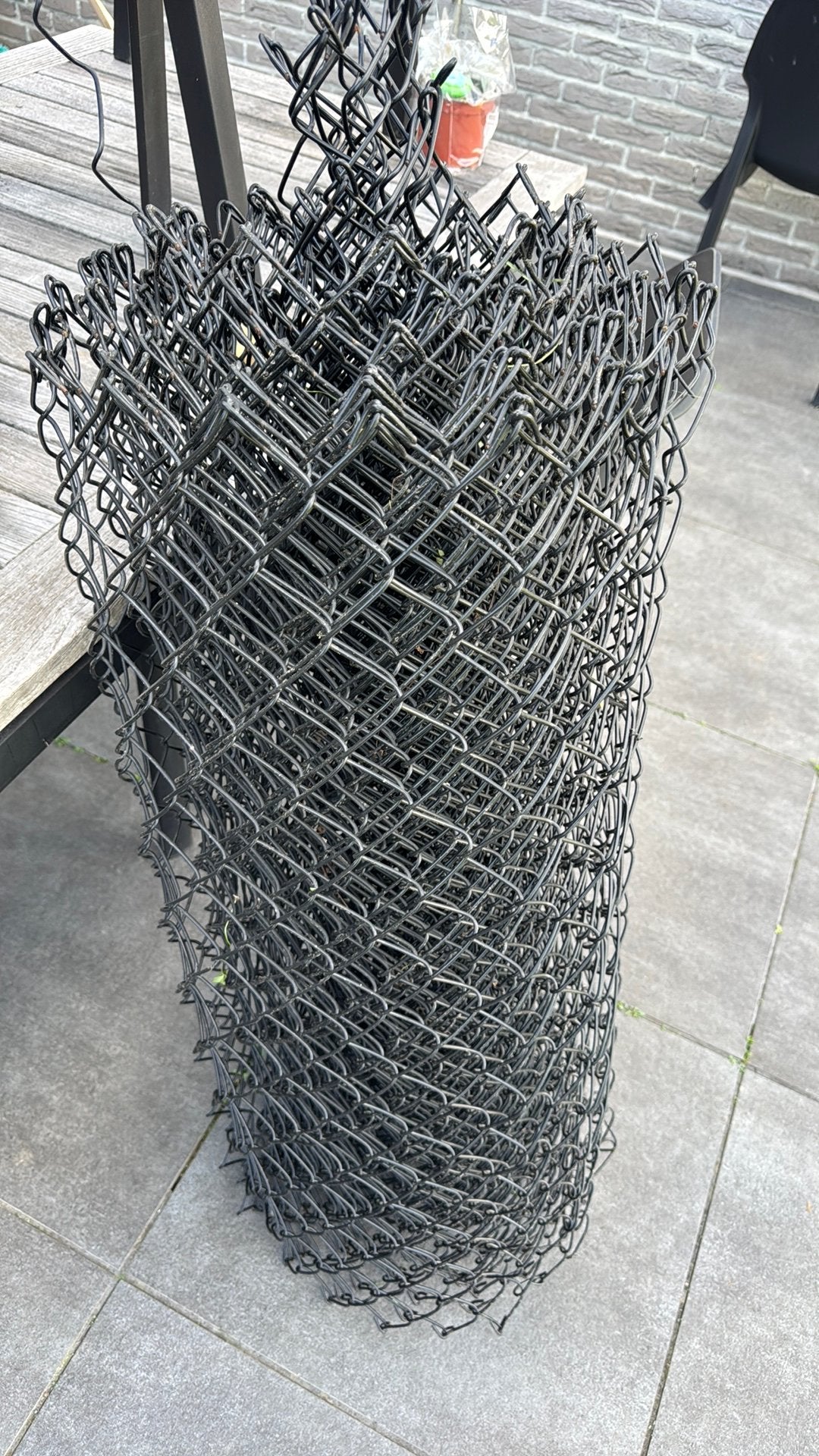 Zwarte harmonica afsluiting 120cm hoog +-12m lengte, Tuin en Terras, Ophalen, Gebruikt, Gaashekwerk