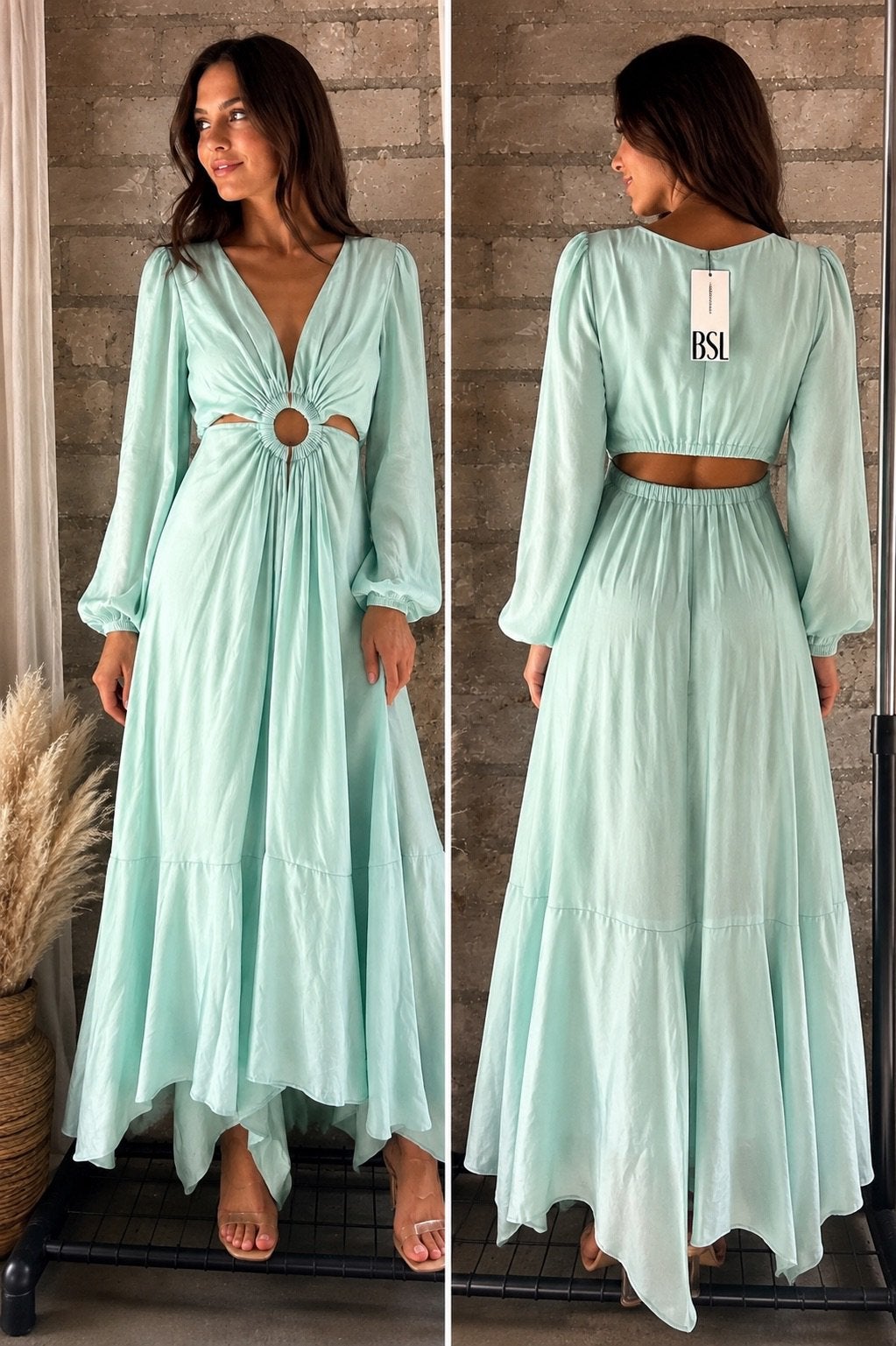 Robe longue découpée à col en V BSL - New S-M-L, Enlèvement ou Envoi, Neuf
