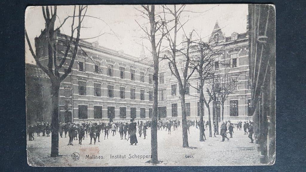 Postkaart Mechelen Malines Institut Scheppers Cour, Verzamelen, Ophalen of Verzenden, 1920 tot 1940, Gelopen, Antwerpen