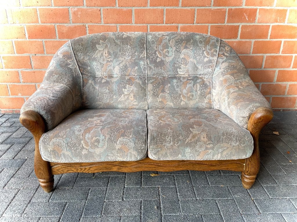 Vintage zetel 2 zit / eik / als nieuw, Ophalen, Gebruikt, Hout