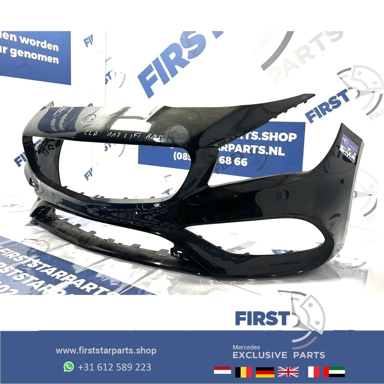W117 CLA AMG VOORBUMPER ZWART Mercedes 2013-2016 PDC KOPLAMP, Utilisé, -, Avant, -