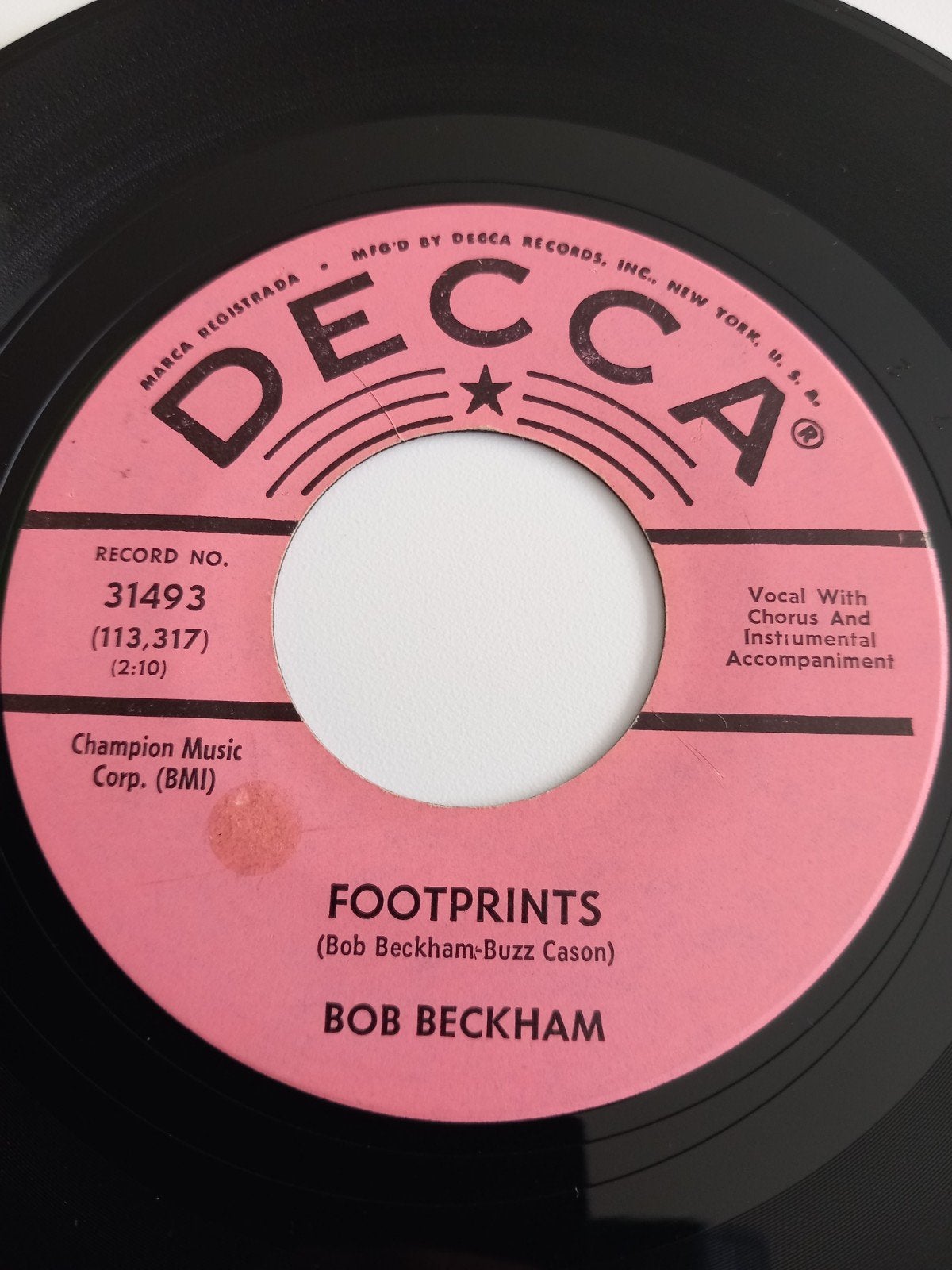 BOB BECKHAM. 1963 TEENAGER USA 45T
