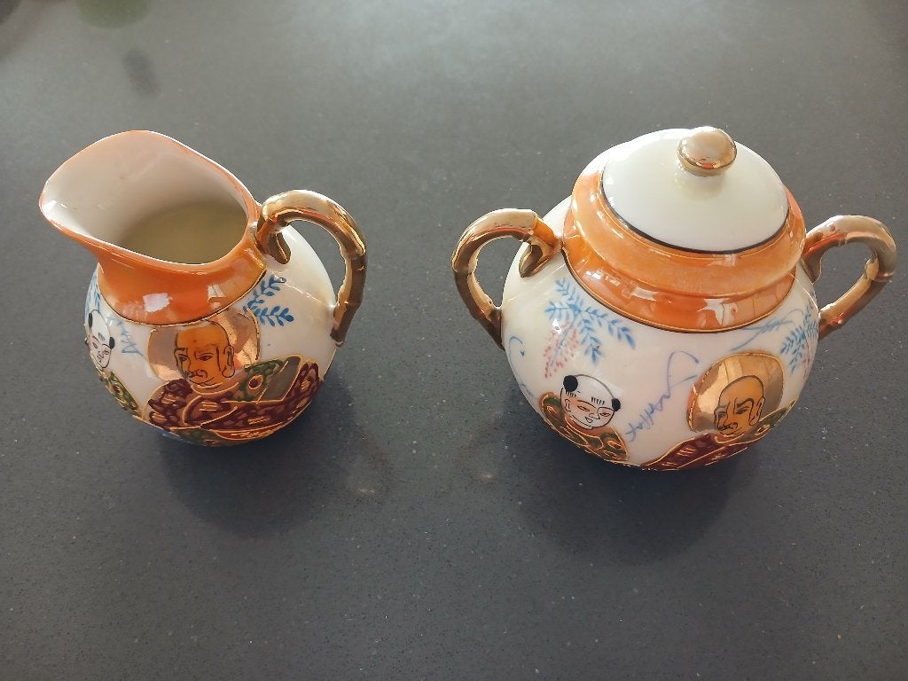 Pot à lait et sucrier en porcelaine japonaise ancienne, Antiquités & Art, Enlèvement