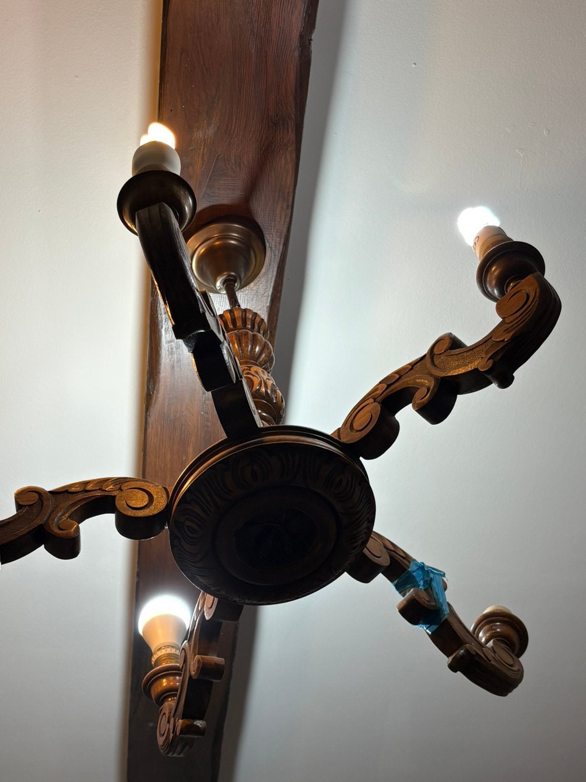 Lampe vintage en bois — style rétro, Maison & Meubles, Enlèvement, Utilisé, Marron, Bois