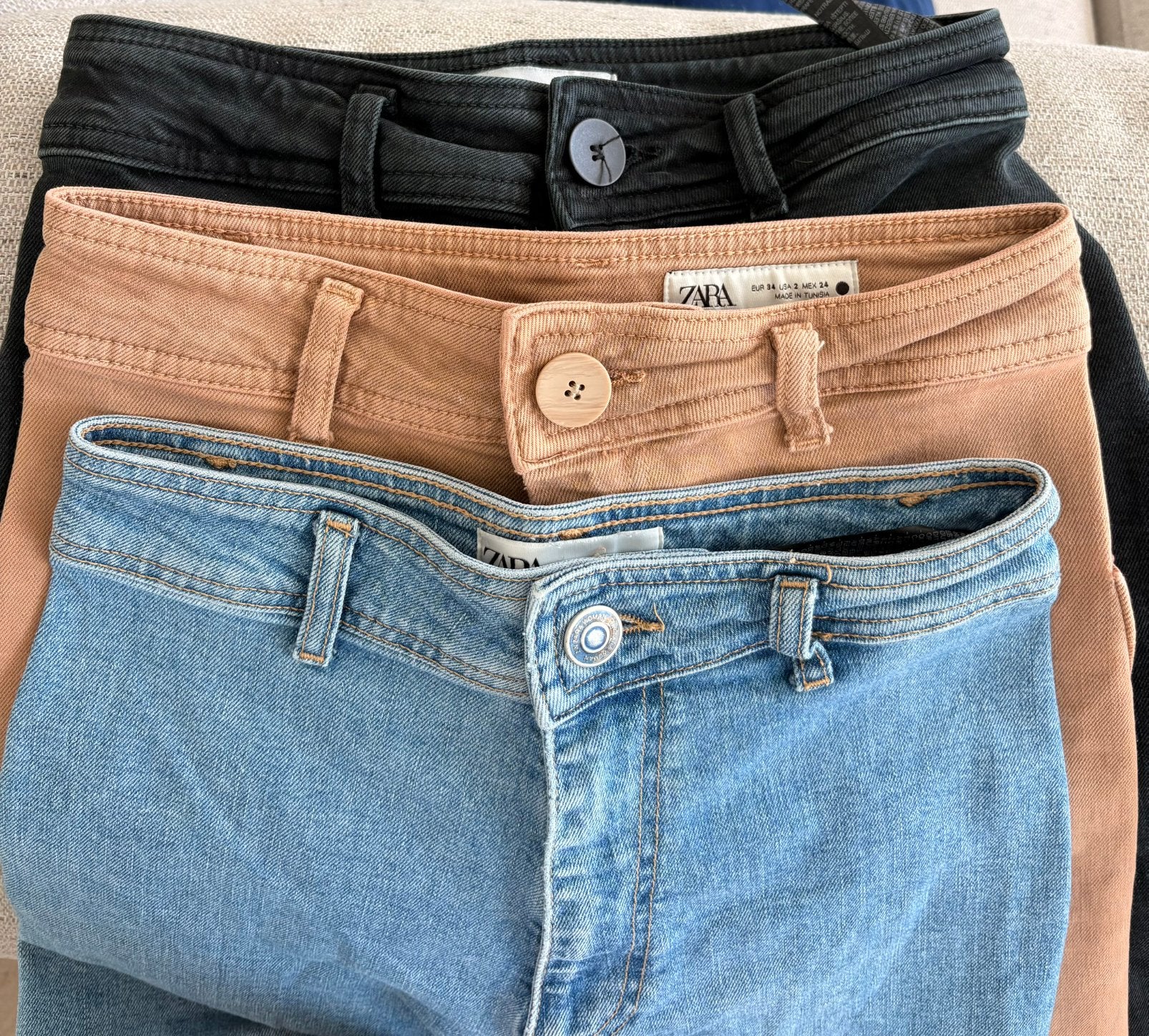 Zara broeken 3 stuks - model Marine - maat 34, Ophalen, Maat 34 (XS) of kleiner, Blauw, Lang