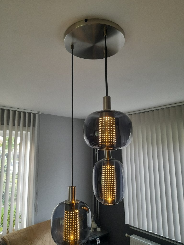 Luster als nieuw, Maison & Meubles, Enlèvement, Comme neuf, Verre, E27 (grand)