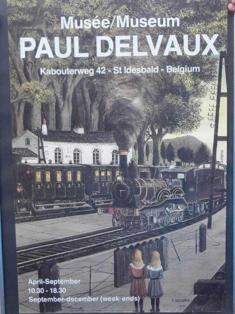 POSTER DELVAUX, Verzamelen, Posters, Gebruikt, Overige onderwerpen, Rechthoekig Staand, Met lijst, Ophalen