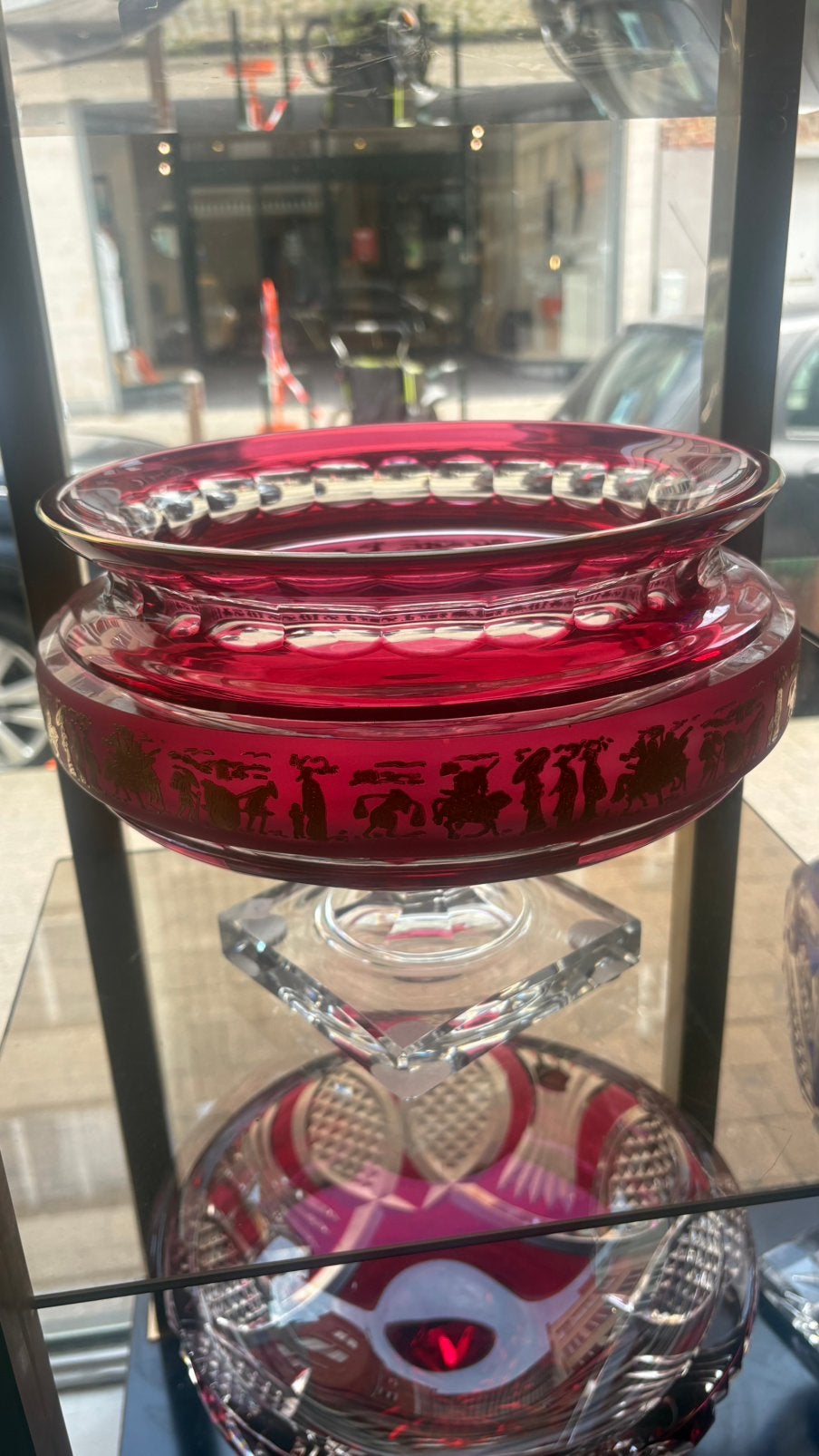 Coupe Val Saint Lambert cristal rouge rubis, Antiquités & Art, Enlèvement ou Envoi