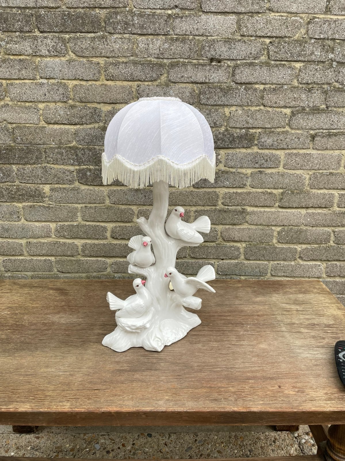 Vintage porseleinen lamp met vogels, Ophalen, Zo goed als nieuw, Vintage