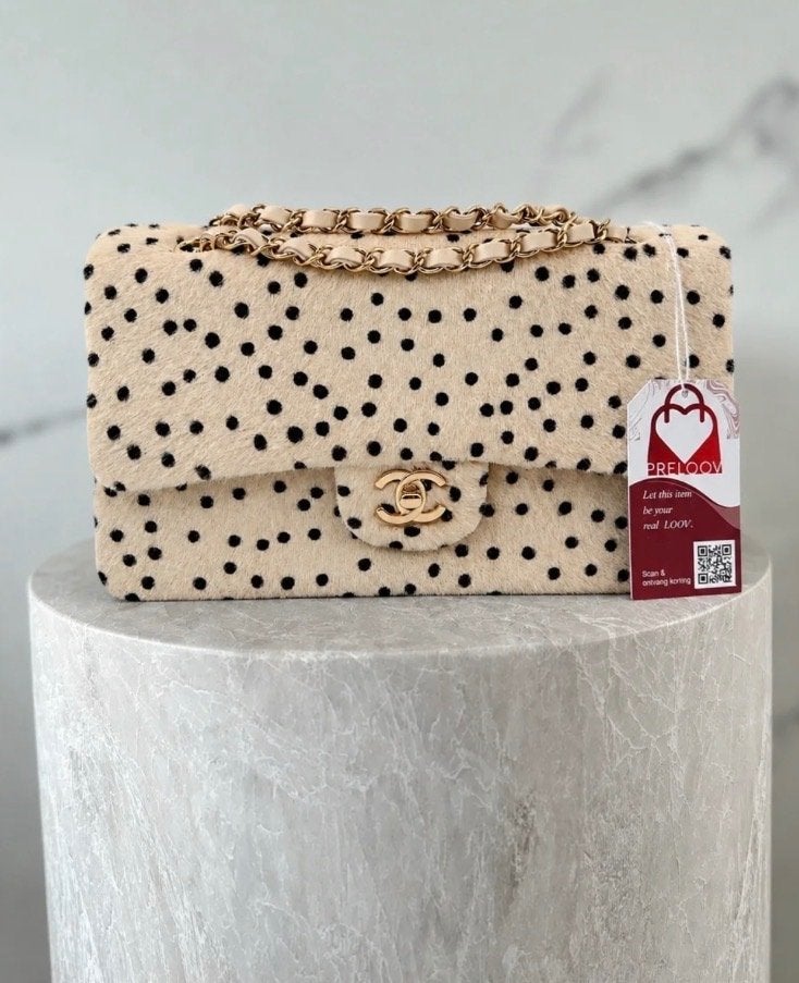 Chanel tas Classic Flap Cheetah Pony Hair origineel, Ophalen of Verzenden, Beige