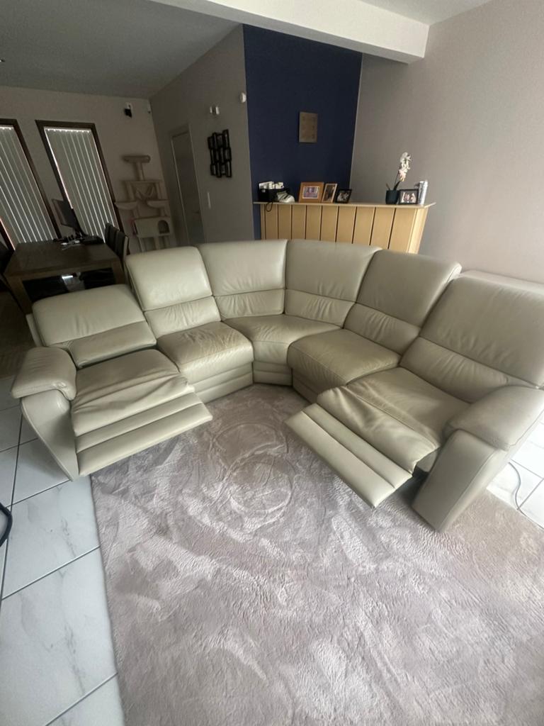 Leren hoekzetel met relax, Maison & Meubles, Canapés | Coins salons complets, Enlèvement, Utilisé