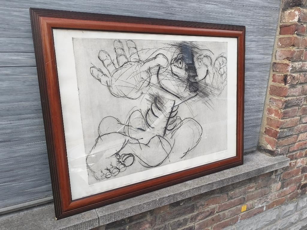 Eau forte signe Roger somville, Antiek en Kunst, Ophalen