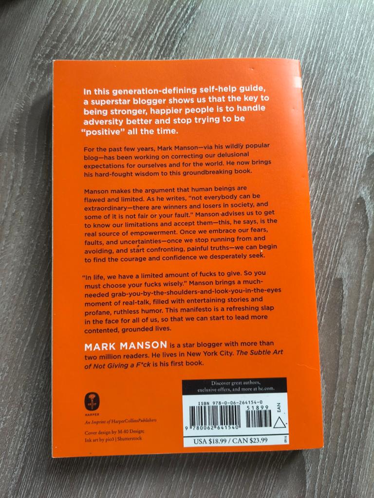 The subtle art of not giving a fuck - Mark Manson, Boeken, Psychologie, Ophalen of Verzenden, Zo goed als nieuw, Mark Manson