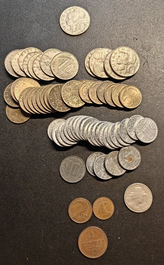 Lot de schillings autrichiens, Enlèvement, Monnaies et Billets de banque
