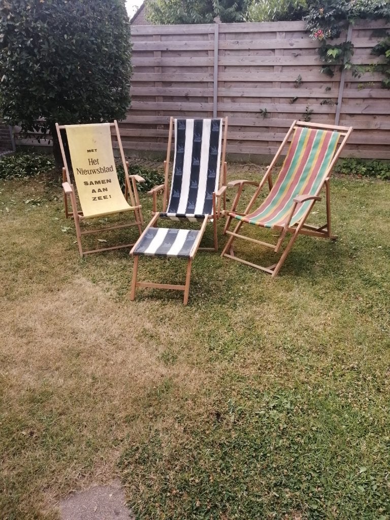 Vintage strandstoelen, Enlèvement, Utilisé, Bois, Ajustable