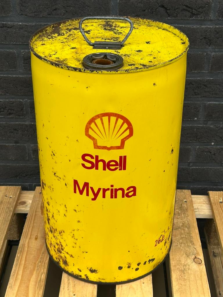 Shell olie blik, vat. Diameter 27,5cm, hoogte 46,5cm., Enlèvement, Utilisé, Autre, Autres marques