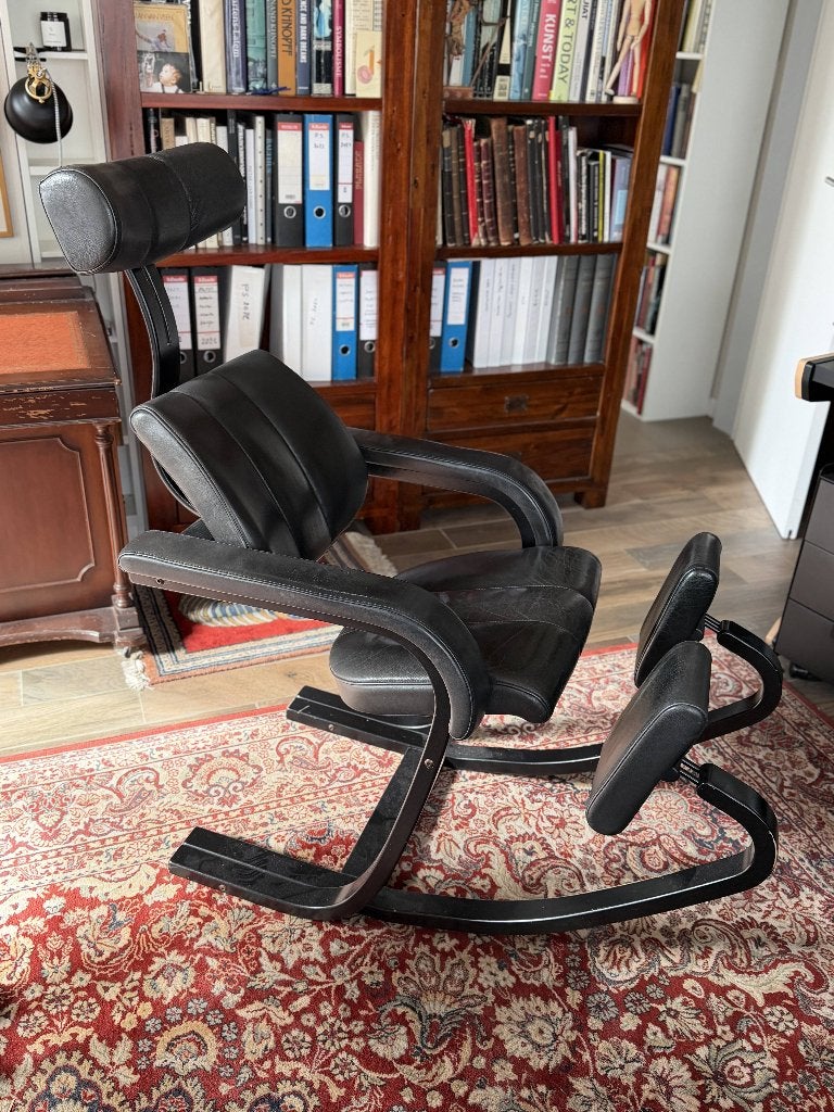 Stokke Vintage Leren Ergonomische Stoel Design Peter Opsvik, Ophalen, Gebruikt, Zwart, Bureaustoel
