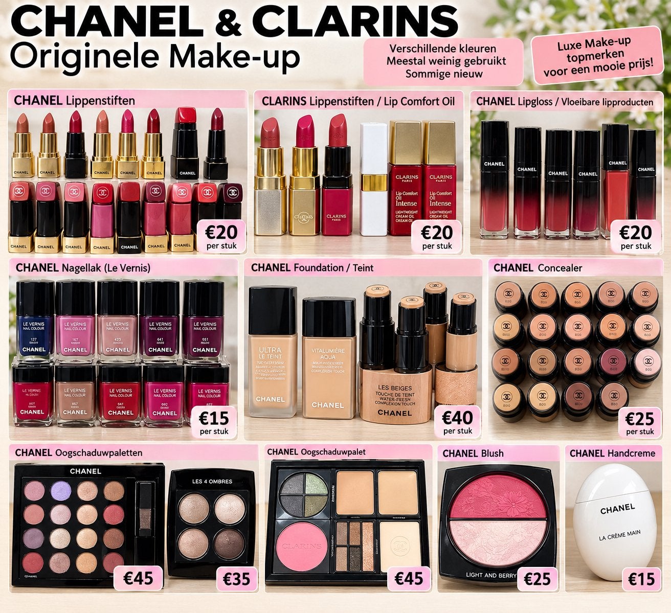 GRANDE VENTE DE SALON — MAQUILLAGE CHANEL & CLARINS, Enlèvement, Comme neuf, Rouge, Maquillage