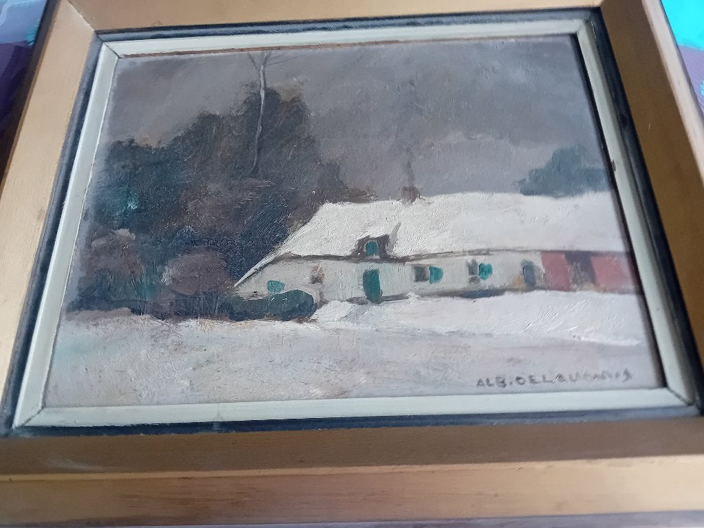 Tableau  Albert Delaunois, Antiquités & Art, Signé, Panneau, Enlèvement, Paysage urbain / rural