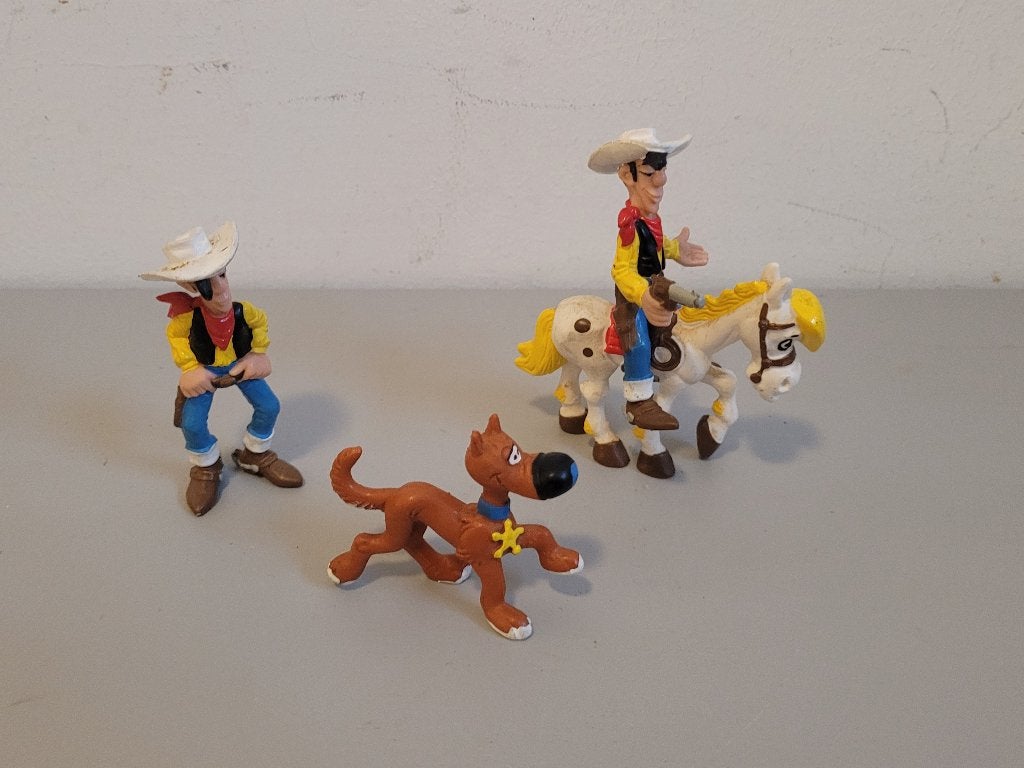 ensemble figurines Dargaud 1984 Lucky Luke, Enlèvement ou Envoi, Autres personnages, Utilisé, Statue ou Figurine
