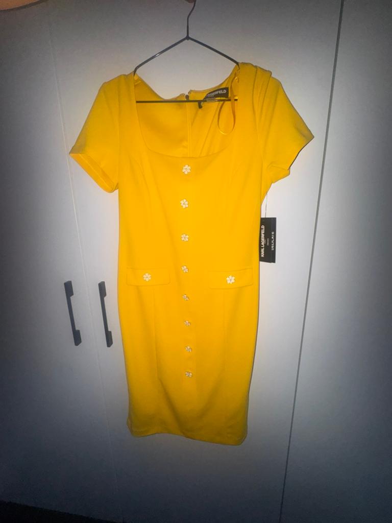 Karl lagerfeld jurk, Kleding | Dames, Jurken, Ophalen, Geel, Nieuw, Knielengte