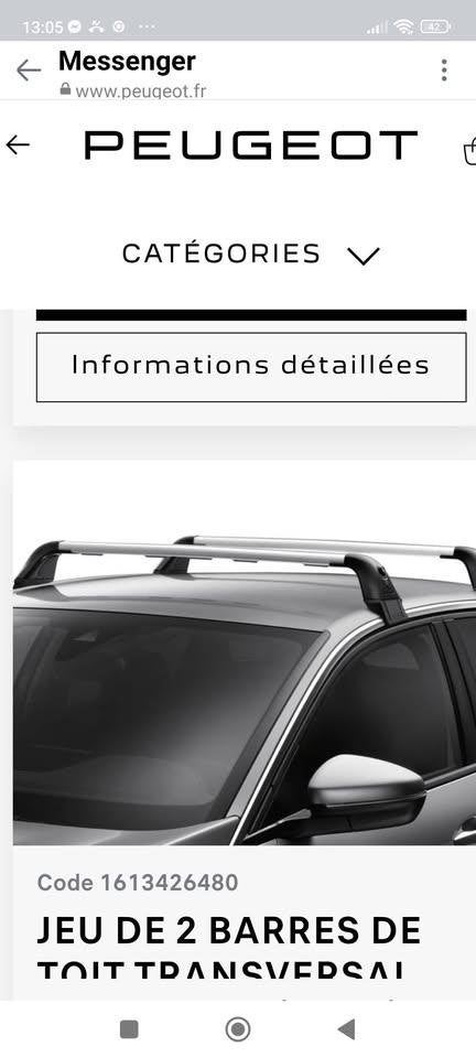 Jeu de 2 barres de toit pour Peugeot - comme neuves, Autos : Pièces & Accessoires, Enlèvement, Neuf
