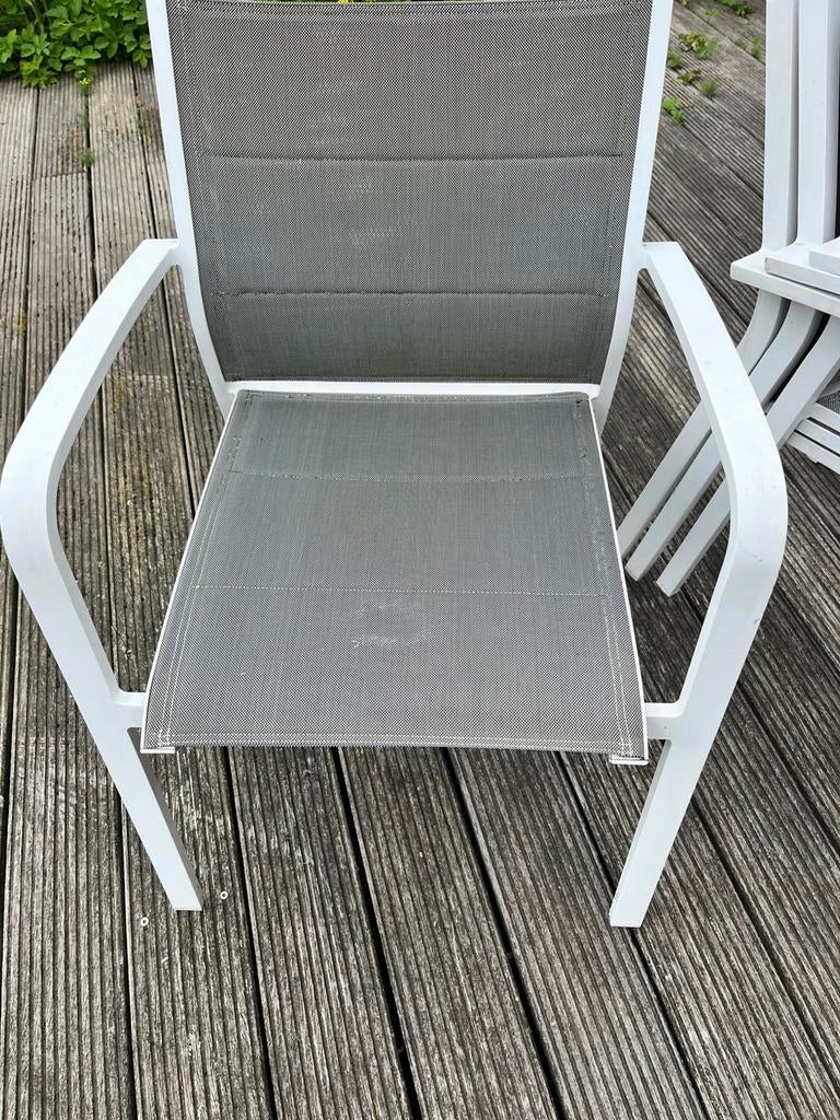 4 chaises de jardin Bristol blanc/gris, Enlèvement, Utilisé
