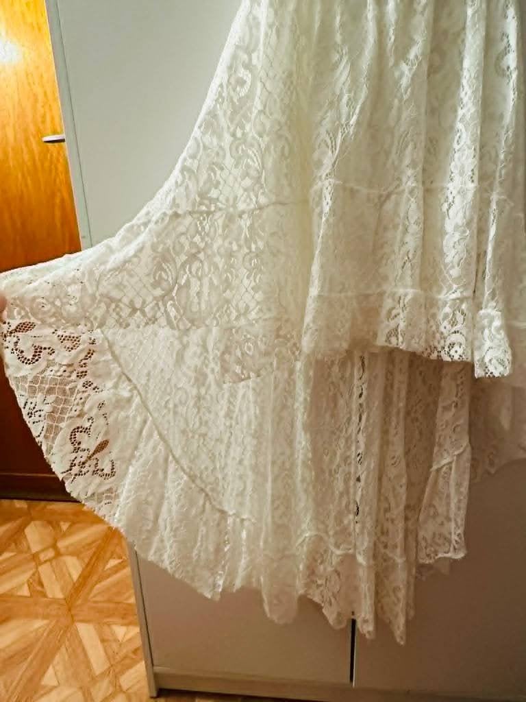 Witte kanten jurk maat S/M, Kleding | Dames, Jurken, Ophalen of Verzenden, Zo goed als nieuw, Maat 38/40 (M), Wit