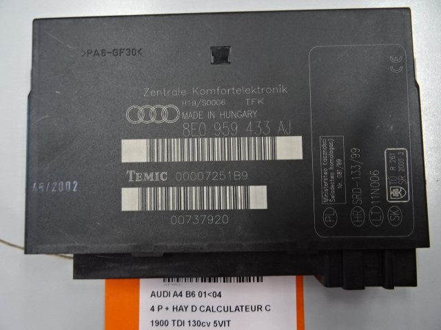 UNITE ELECTRONIQUE Audi A4 (B6) (8E0959433AJ), Auto-Union-Straße  1,
85057  Ingolstadt, DE, Info@audi.de, Audi, Utilisé